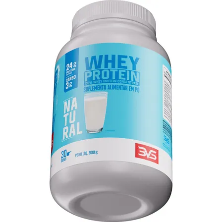 100% Whey Concentrado Com 24g De Proteína Por Dose - 900g. Sabor Natural