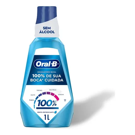 Enxaguante Bucal Oral-b 100% Sem Álcool Sabor De Menta 1 Litro