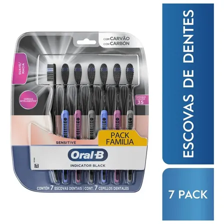 Escova De Dentes Suave Oral-b Indicador Black Charcoal 7 Unidades Preto