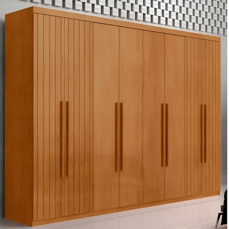 Guarda Roupa Casal Toronto Mdf 8 Portas Moderna Mobília Cor Naturalle