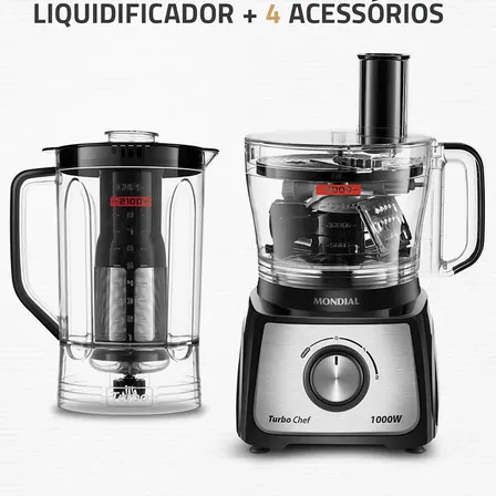Multiprocessador De Alimentos Turbo Chef 9 Em 1 Mpn-01-bf Mondial Preto 220v