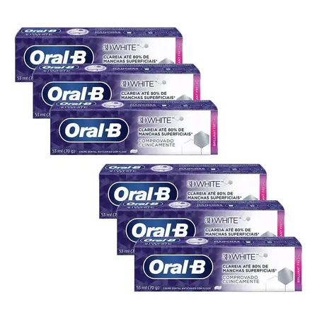 Pasta De Dente Oral-b 3d White Branqueadora, 6 Unidades De 70g